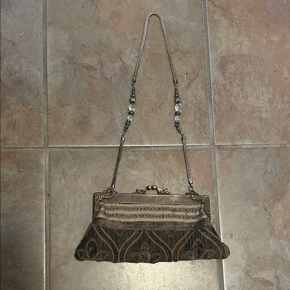 Elegant Brown Clutch with Chain Strap